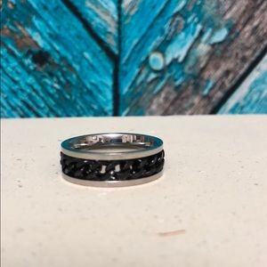 NWT Stainless Steele with black chain men’s ring